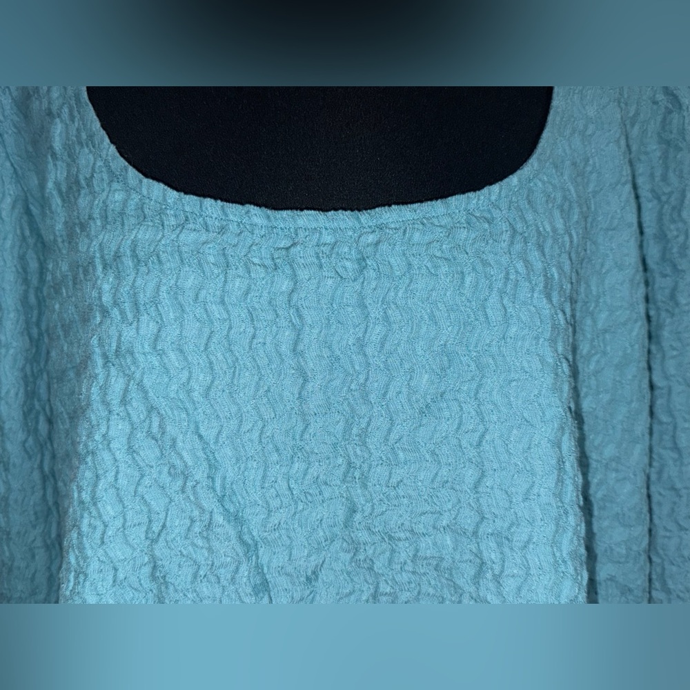 NWT Maurices 1X Teal Textured Long Sleeve Top, shirt, blouse cute - Picture 2 of 6
